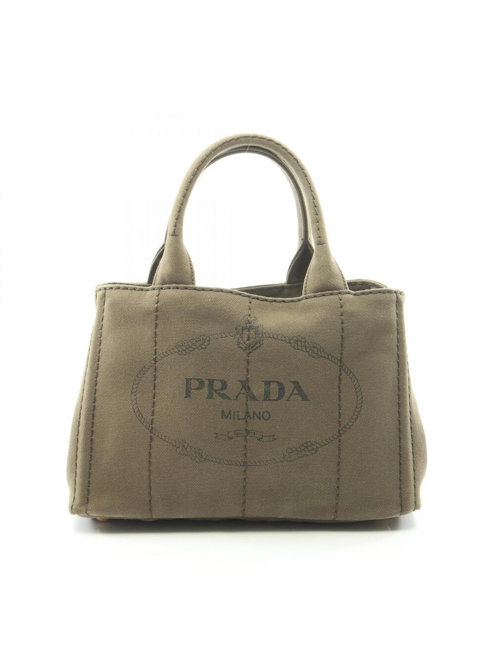 Prada Canapa Hand Tote Bag Canvas Khaki #300138P39B
